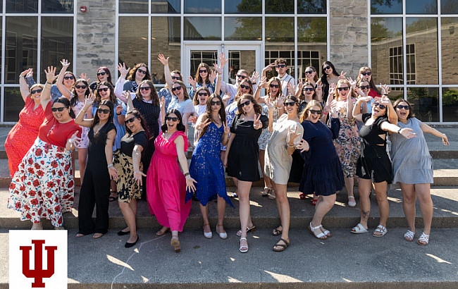 A group picture in a courtyard