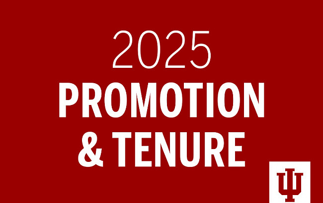 2025 promotion & tenure in white letters on a red background