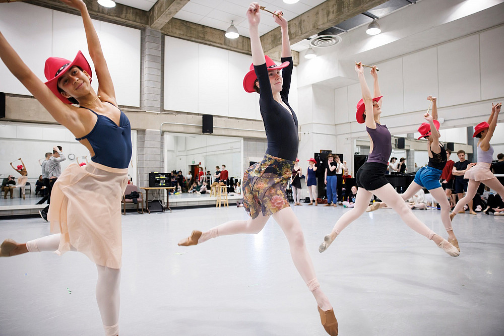 Ballet students rehearse a scene from Star on the Rise: La Bayadère ... Reimagined which premieres Mar. 29 at the Musical Arts Center at...