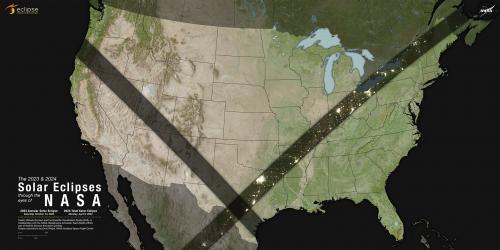 A map of the United States that shows the path of the total solar eclipse over Indiana on April 8, 2024. An annular solar eclipse in 2023...