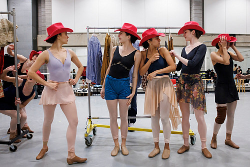 Indiana University students rehearse a scene from Star on the Rise: La Bayadère … Reimagined. Photo by James Brosher, Indiana University