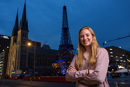 Madison Chandler, a graduate student in the sports journalism program, will cover the 2024 Summer Olympics with Barton. Photo b...