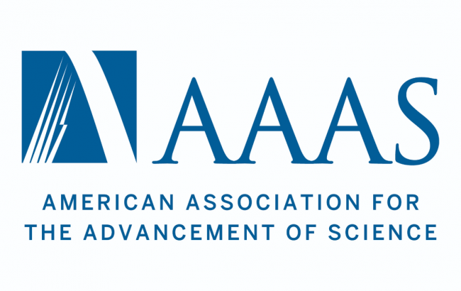 A blue and white AAAS logo.