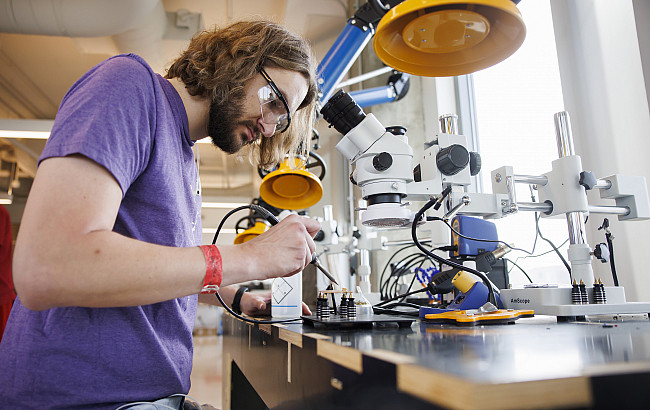 A student in an engineering lab