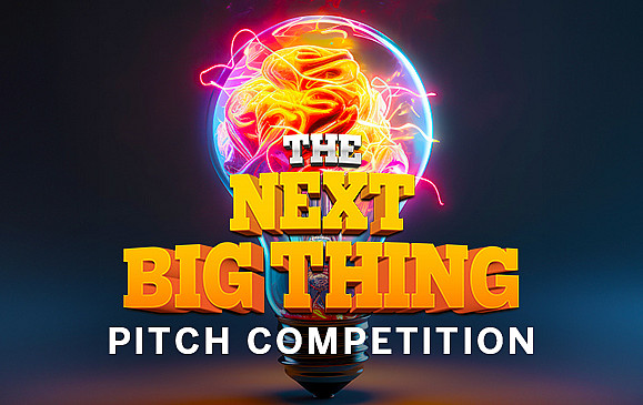 Next Big Thing Pitch Competition with globe in background