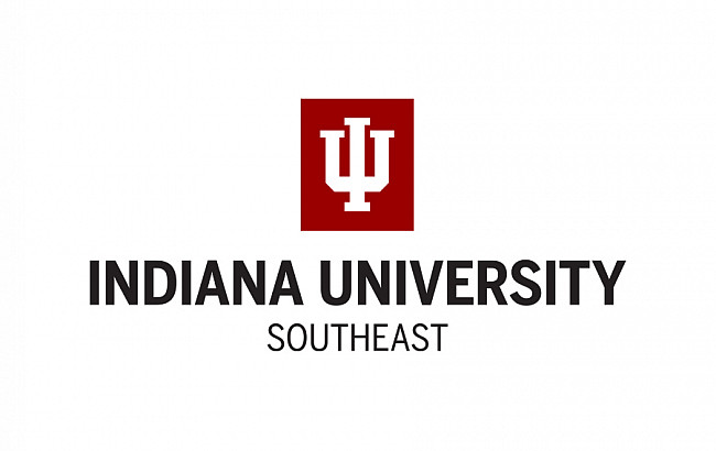 Indiana University Southeast logo with red block trident
