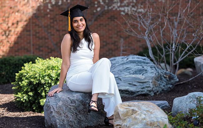 Vaishnavi Chouhan, a senior with the School of Science and Honors College, posed for a photograph.