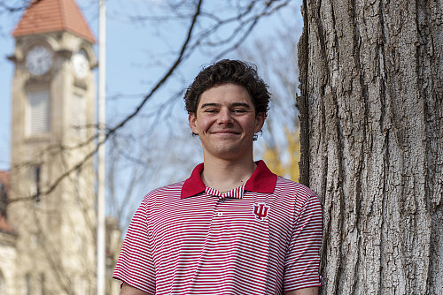 Undergraduate commencement student speaker Drew Kimble at IU Bloomington on Friday, April 11, 2025. Photo by Chris Meyer, Indiana University