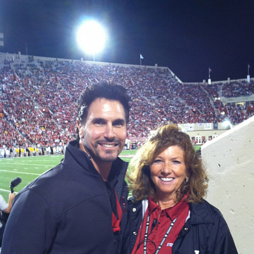 Debbie stops for a quick photo with actor Don Diamont while at an IU Football game. Photo courtesy: Debbie Anderson