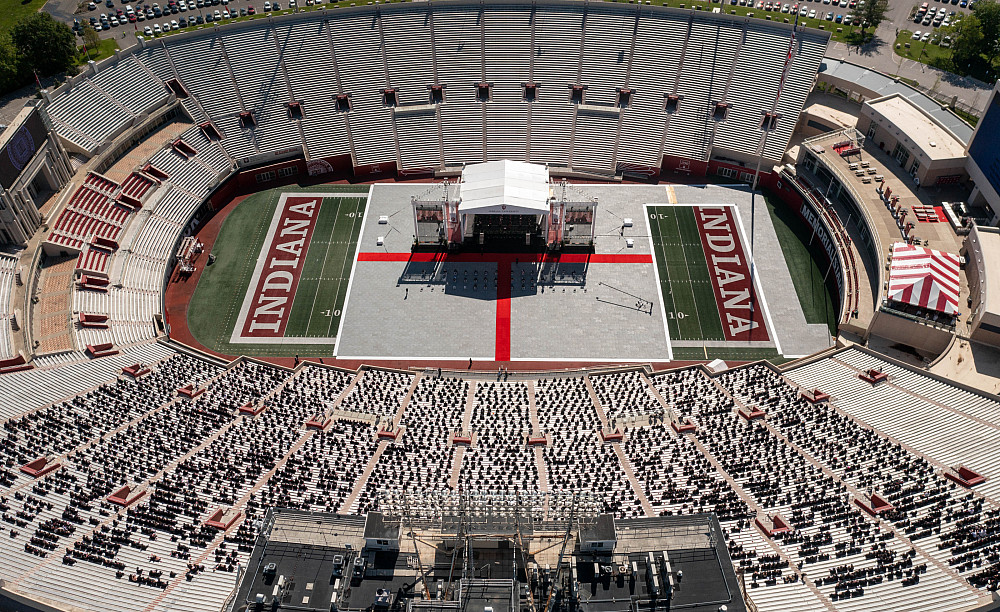 A birds-eye view from the top of the IU Bloomington Undergraduate Commencement at Memorial Stadium on May 8.
