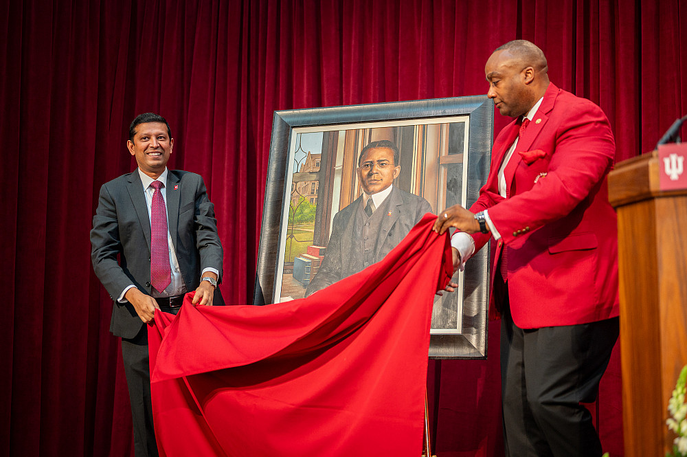 The unveiling of a portrait of Elder Watson Diggs, Indiana University School of Education's first black alumnus, at IU Bloomington on Sat...