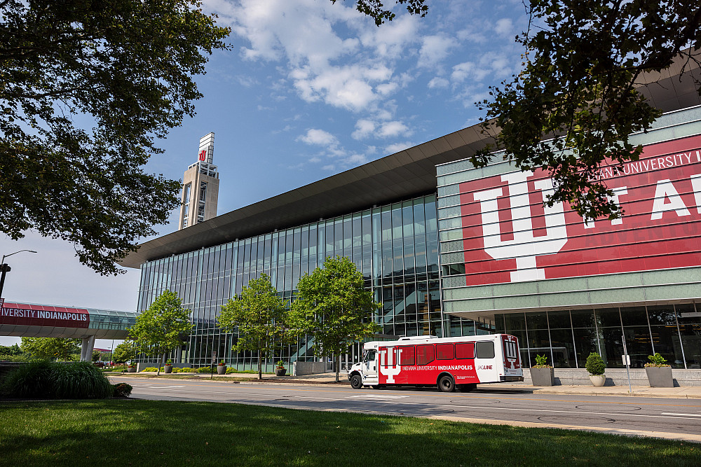 The JagLine bus sits outside the Campus Center