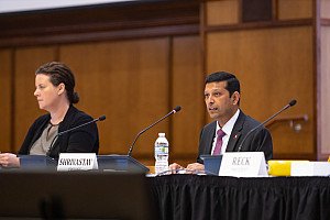 IU Bloomington Provost Rahul Shrivastav delivers his State of the Campus speech at a meeting of the Bloomington Faculty Council.