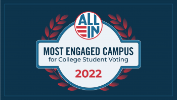 Graphic with Most Engaged Campus for College Student Voting 2022