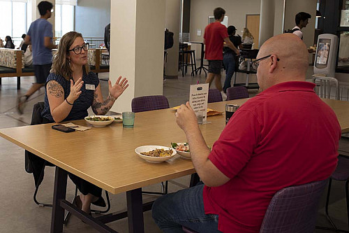 Indiana University Bloomington staff eat a meal at the McNutt Quadrangle dining hall, which will be one of the dining locations for the n...