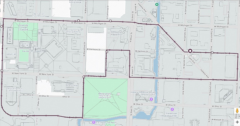 Map of current JagLine Purple Line route