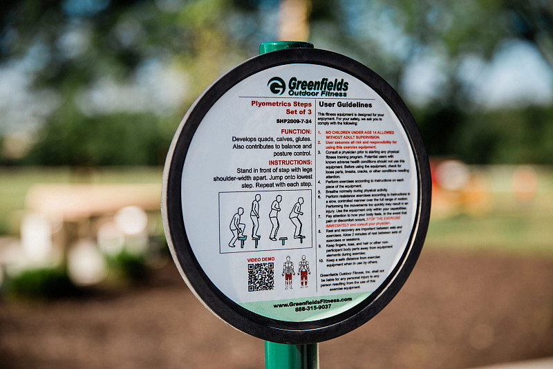 Photo of the fitness garden located on the south side of NIF's at IUPUI. Photo taken Wednesday, August 5, 2020. Physical-distancing guide...