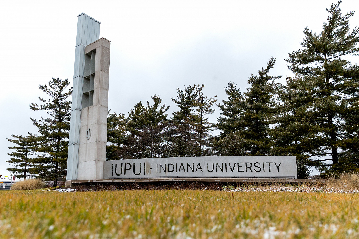 The Shreve gateway is pictured on a winter day at IUPUI.