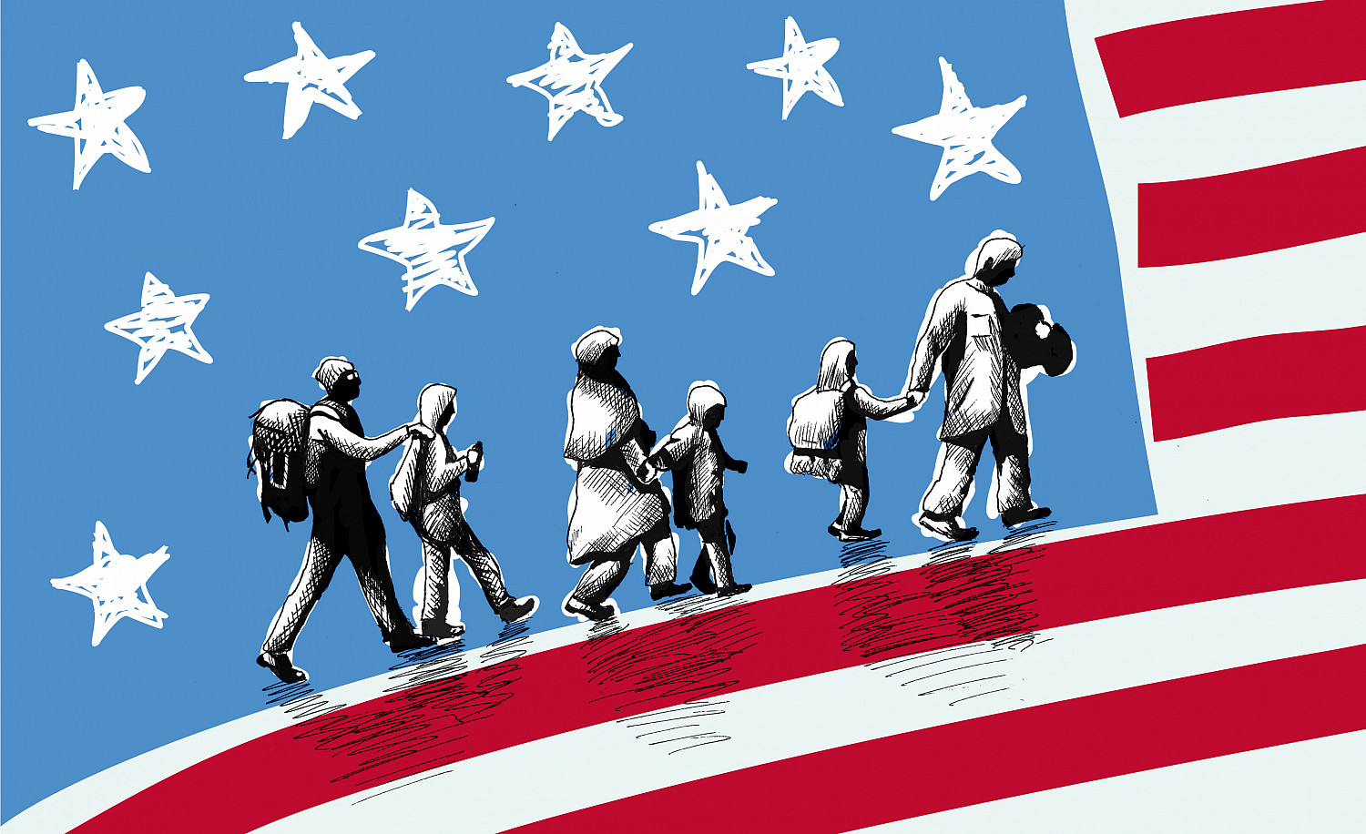 Concept of difficulties that immigrants suffer trying to enter in USA.